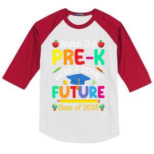 Watch Out PreK Here I Come Future Class Of 2038 Gift Kids Colorblock Raglan Jersey