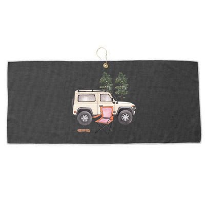 Watercolor Off Road Camping Crew Road Trip Gift Large Microfiber Waffle Golf Towel