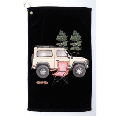 Watercolor Off Road Camping Crew Road Trip Gift Platinum Collection Golf Towel