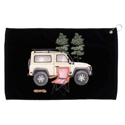 Watercolor Off Road Camping Crew Road Trip Gift Grommeted Golf Towel