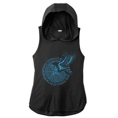 Walhalla Odins Runes Valknut Wotans Knot Viking Ladies PosiCharge Tri-Blend Wicking Draft Hoodie Tank