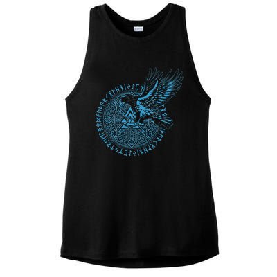 Walhalla Odins Runes Valknut Wotans Knot Viking Ladies PosiCharge Tri-Blend Wicking Tank