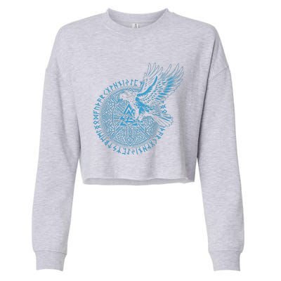 Walhalla Odins Runes Valknut Wotans Knot Viking Cropped Pullover Crew