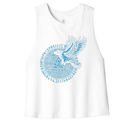 Walhalla Odins Runes Valknut Wotans Knot Viking Women's Racerback Cropped Tank