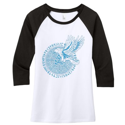 Walhalla Odins Runes Valknut Wotans Knot Viking Women's Tri-Blend 3/4-Sleeve Raglan Shirt