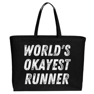 World's Okayest Runner Funny Running 5k Marathon Distance Meaningful Gift Cotton Canvas Jumbo Tote