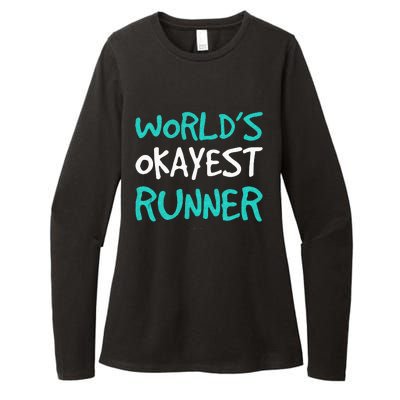 Worlds Okayest Runner . Funny Running Runner Tanks Womens CVC Long Sleeve Shirt