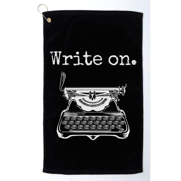 Write On. Retro Typewriter Funny Novelty Writing Writers Pun Golf Towel