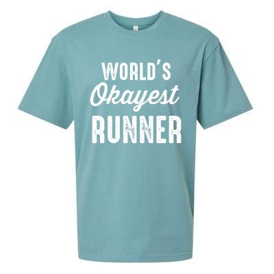 Worlds Okayest Runner Funny Cool Gift Sueded Cloud Jersey T-Shirt