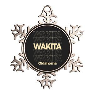 Wakita Oklahoma Repeating Text Metallic Star Ornament