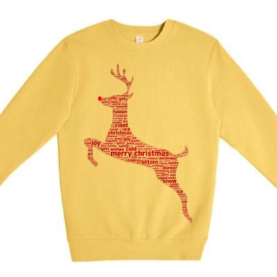 Wordy Reindeer Christmas Premium Crewneck Sweatshirt