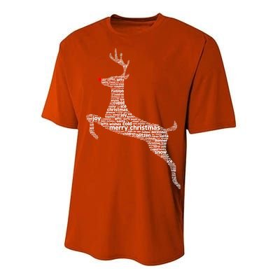 Wordy Reindeer Christmas Performance Sprint T-Shirt