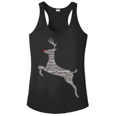 Wordy Reindeer Christmas Ladies PosiCharge Competitor Racerback Tank