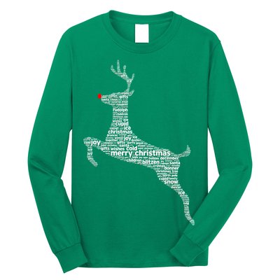 Wordy Reindeer Christmas Long Sleeve Shirt