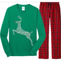 Wordy Reindeer Christmas Long Sleeve Pajama Set