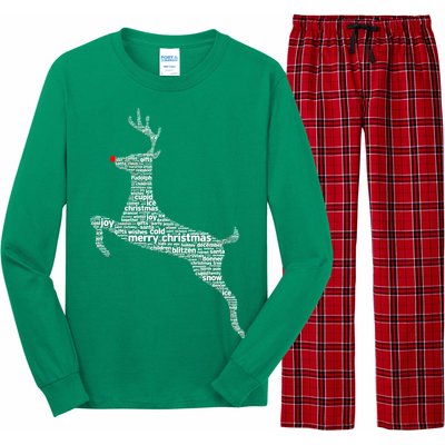 Wordy Reindeer Christmas Long Sleeve Pajama Set