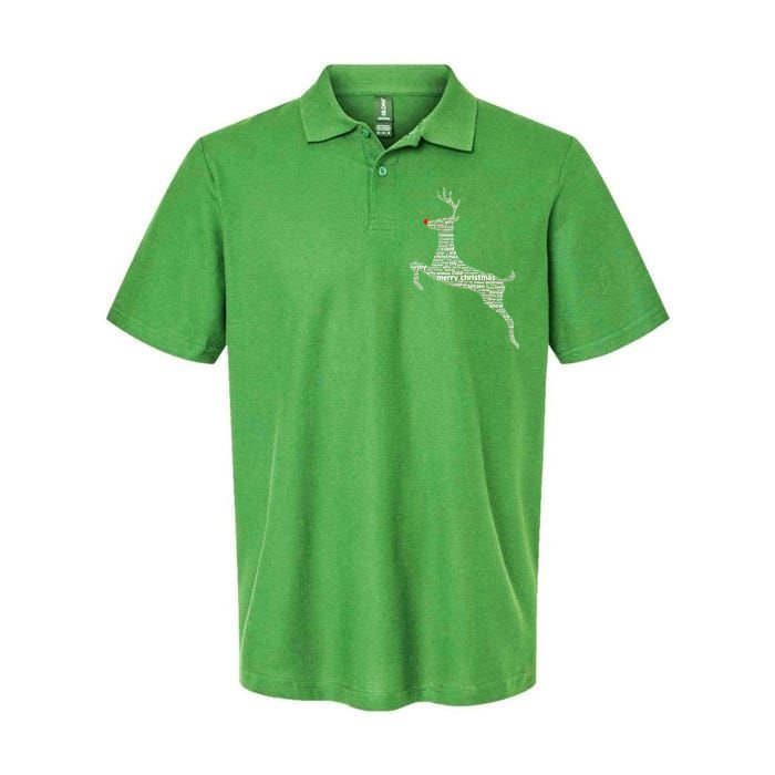 Wordy Reindeer Christmas Softstyle Adult Sport Polo