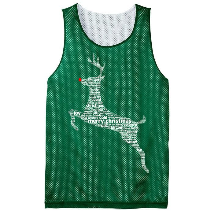 Wordy Reindeer Christmas Mesh Reversible Basketball Jersey Tank