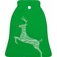 Wordy Reindeer Christmas Ceramic Bell Ornament