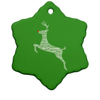 Wordy Reindeer Christmas Ceramic Star Ornament