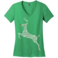 Wordy Reindeer Christmas Women's V-Neck T-Shirt