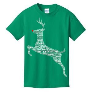 Wordy Reindeer Christmas Kids T-Shirt