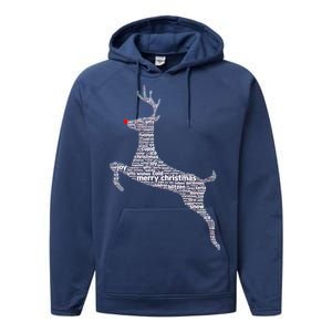 Wordy Reindeer Christmas Performance Fleece Hoodie