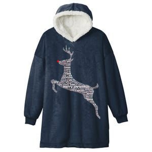 Wordy Reindeer Christmas Hooded Wearable Blanket