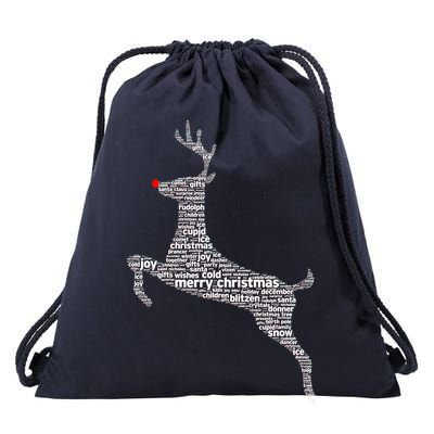 Wordy Reindeer Christmas Drawstring Bag