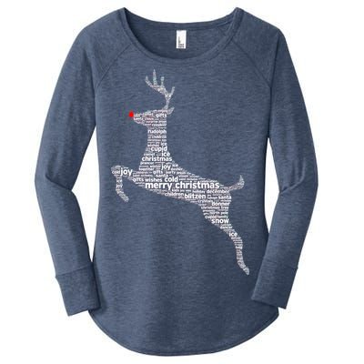 Wordy Reindeer Christmas Women's Perfect Tri Tunic Long Sleeve Shirt