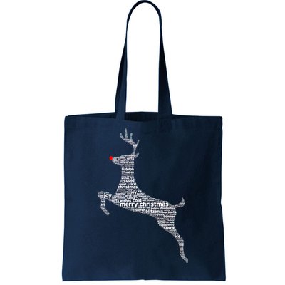 Wordy Reindeer Christmas Tote Bag