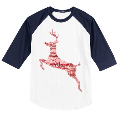 Wordy Reindeer Christmas Baseball Sleeve Shirt