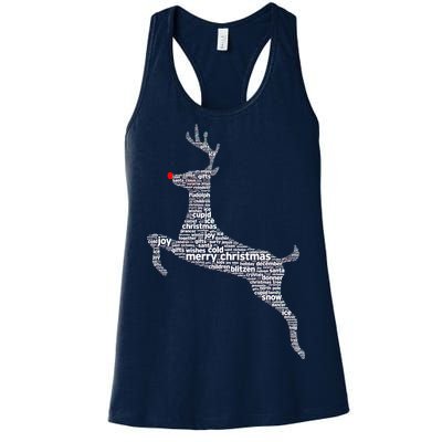 Wordy Reindeer Christmas Women's Racerback Tank