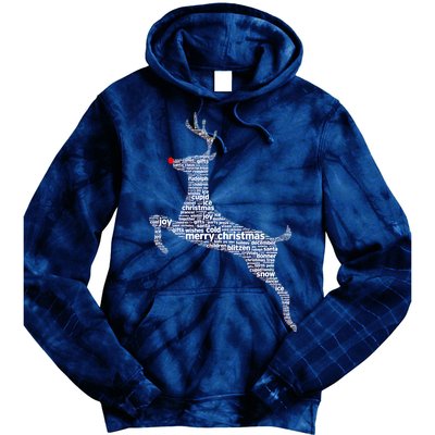 Wordy Reindeer Christmas Tie Dye Hoodie