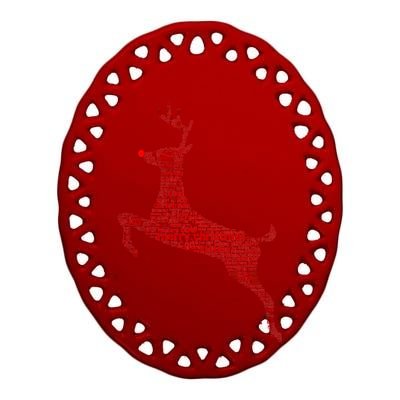 Wordy Reindeer Christmas Ceramic Oval Ornament