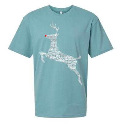 Wordy Reindeer Christmas Sueded Cloud Jersey T-Shirt