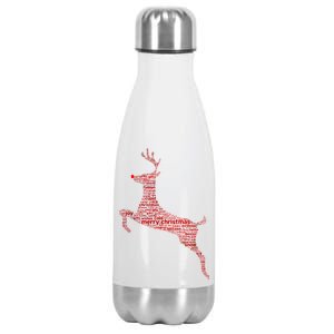 Wordy Reindeer Christmas Stainless Steel Insulated Water Bottle