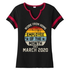 Work From Home Employee Of The Month Funny Pandemic Ladies Halftime Notch Neck Tee