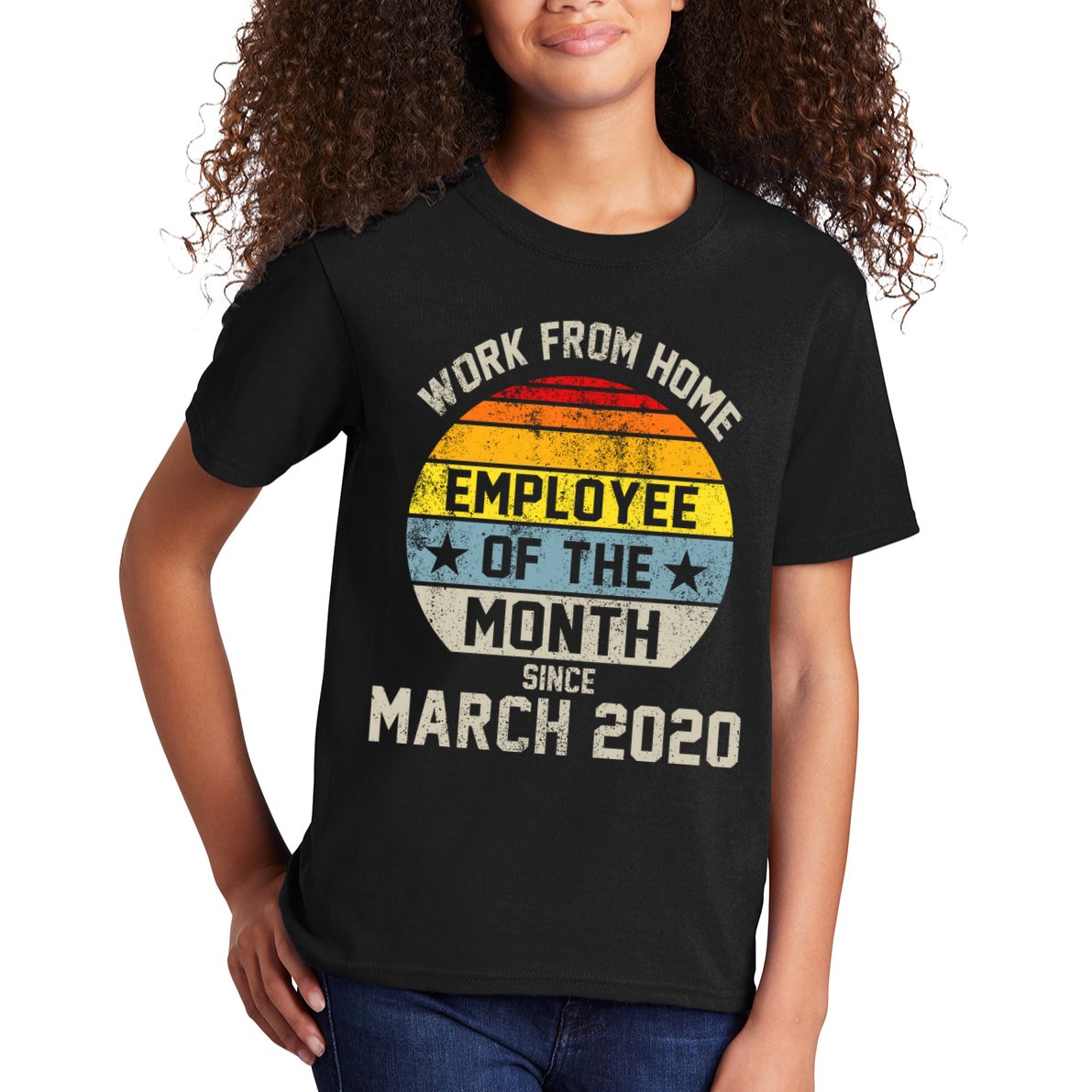 Work From Home Employee Of The Month Funny Pandemic Kids T-Shirt
