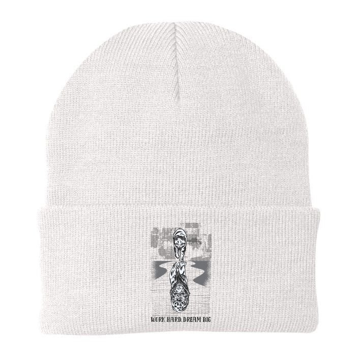 Work Hard Dream Big Tiger Knit Cap Winter Beanie