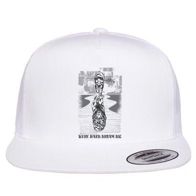 Work Hard Dream Big Tiger Flat Bill Trucker Hat