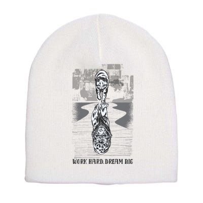 Work Hard Dream Big Tiger Short Acrylic Beanie