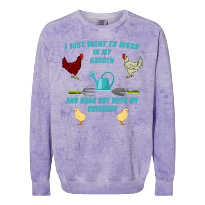 Work In My Garden Hang Out With My Chickens Colorblast Crewneck Sweatshirt