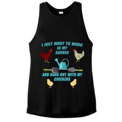 Work In My Garden Hang Out With My Chickens Ladies PosiCharge Tri-Blend Wicking Tank