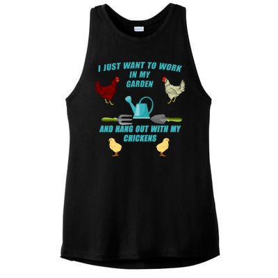 Work In My Garden Hang Out With My Chickens Ladies PosiCharge Tri-Blend Wicking Tank