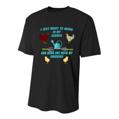 Work In My Garden Hang Out With My Chickens Youth Performance Sprint T-Shirt