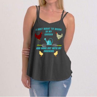 Work In My Garden Hang Out With My Chickens Women's Strappy Tank