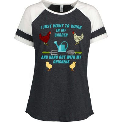 Work In My Garden Hang Out With My Chickens Enza Ladies Jersey Colorblock Tee