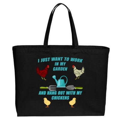 Work In My Garden Hang Out With My Chickens Cotton Canvas Jumbo Tote