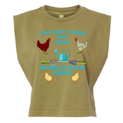 Work In My Garden Hang Out With My Chickens Garment-Dyed Women's Muscle Tee